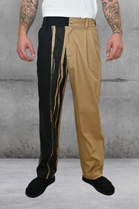 Print Trousers khaki and black by Feng Chen Wang