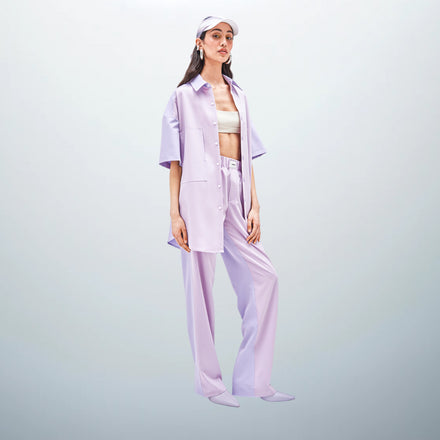 TOMMAZO unisex Dion shirt, available in Lilac and Khaki, 