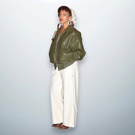 Unisex Olive green jacket with vintage design by Unfolloworld by Serge Gakpé