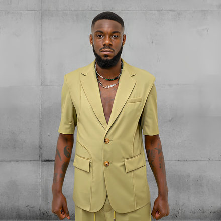 Wool Green Sleeveless Blazer