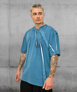 Pleated Blue T-shirt by Feng Chen Wang