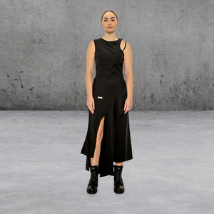 Woman Arc Layered Asymmetric Strap Midi  Dress by C2H4